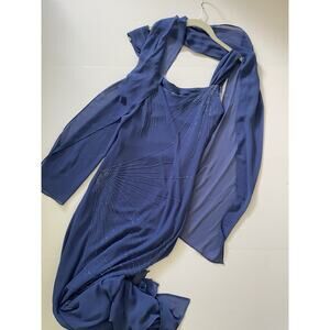 Y2K VTG Beaded Formal Dress Gown Prom Homecoming Hoco Blue Size small w Sash